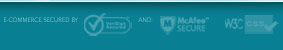 VeriSign Secured, McAfee Secure, W3C CSS compliant